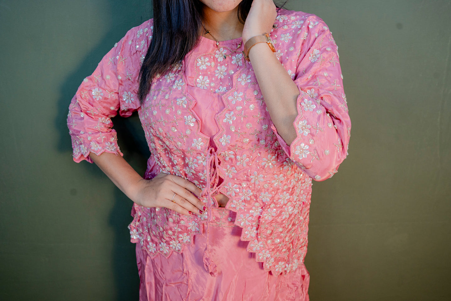 Rose Aura Indo-Western 3-Piece Ensemble