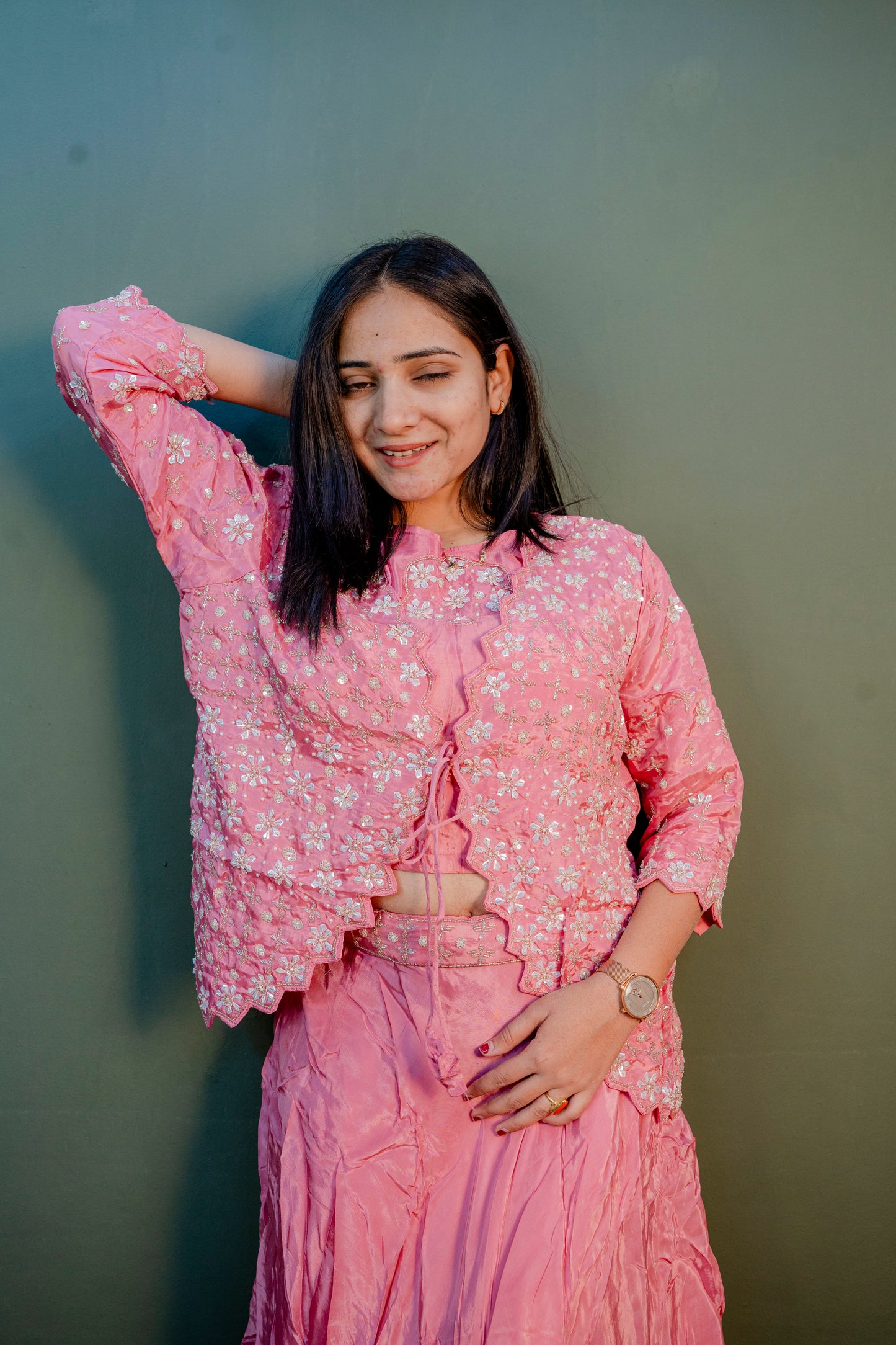 Rose Aura Indo-Western 3-Piece Ensemble