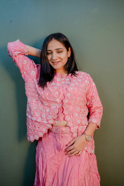 Rose Aura Indo-Western 3-Piece Ensemble