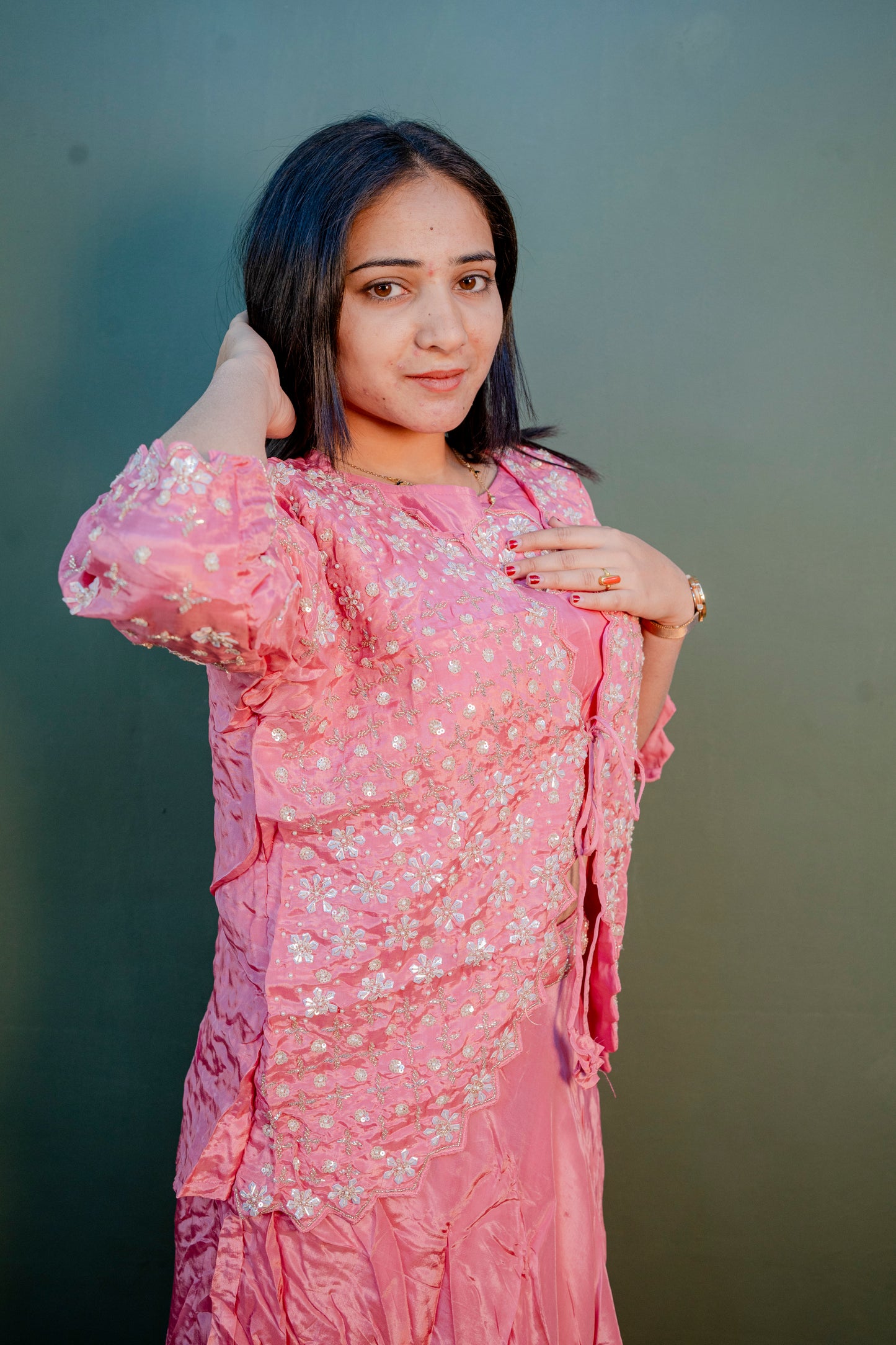 Rose Aura Indo-Western 3-Piece Ensemble