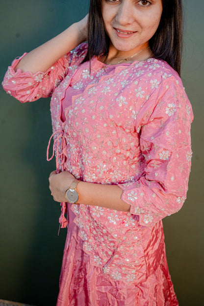 Rose Aura Indo-Western 3-Piece Ensemble