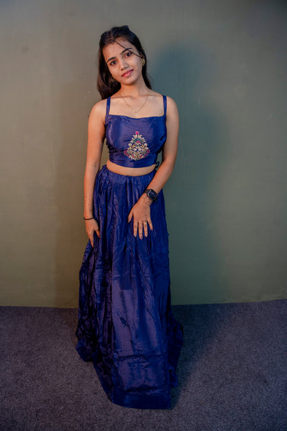 Opulent Blue Piping & Stone Work Indo-Western 3-Piece Set