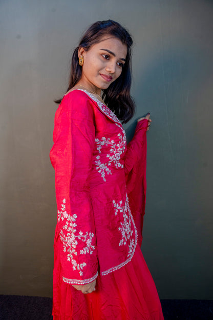 Graceful Baby Pink Piping & Stone Work Indo-Western 2-Piece Set