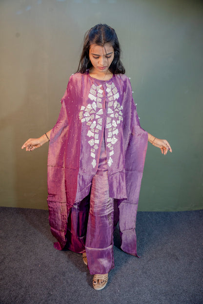 Onion Color Indo-Western 3-Piece Set