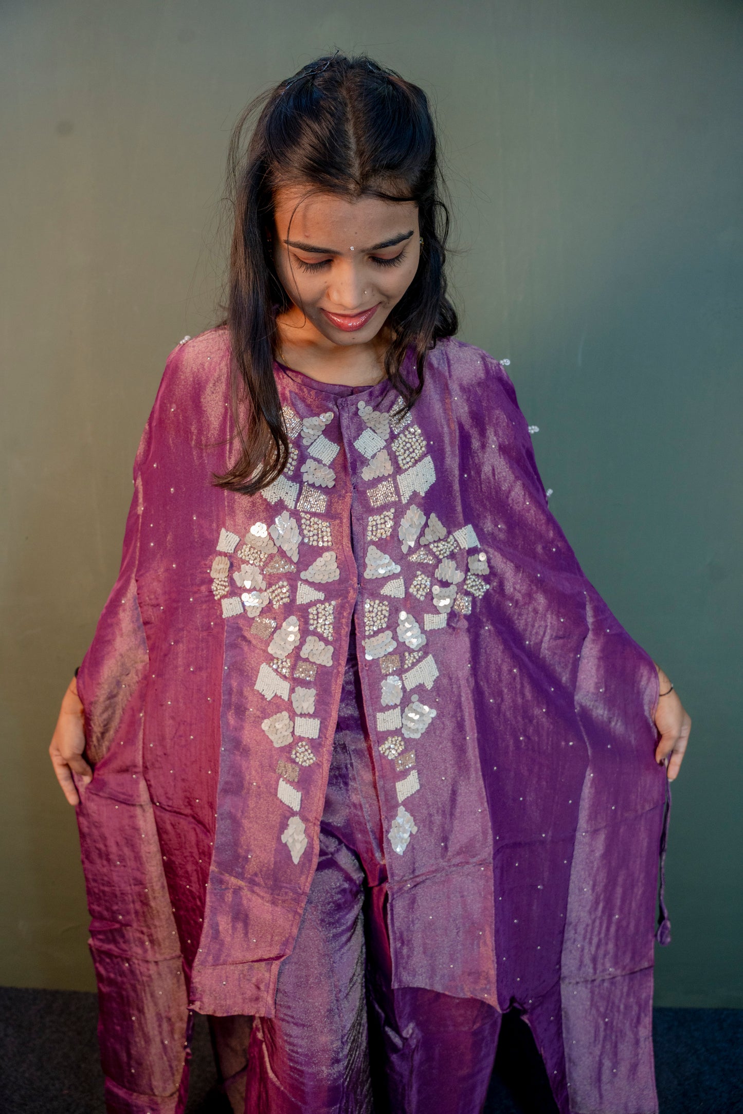 Onion Color Indo-Western 3-Piece Set