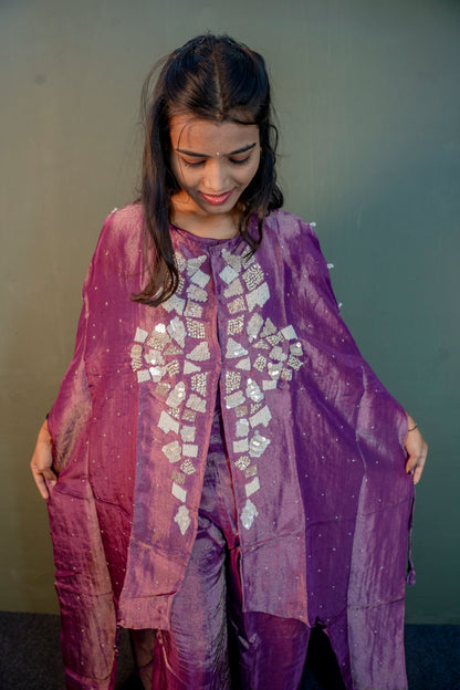 Onion Color Indo-Western 3-Piece Set