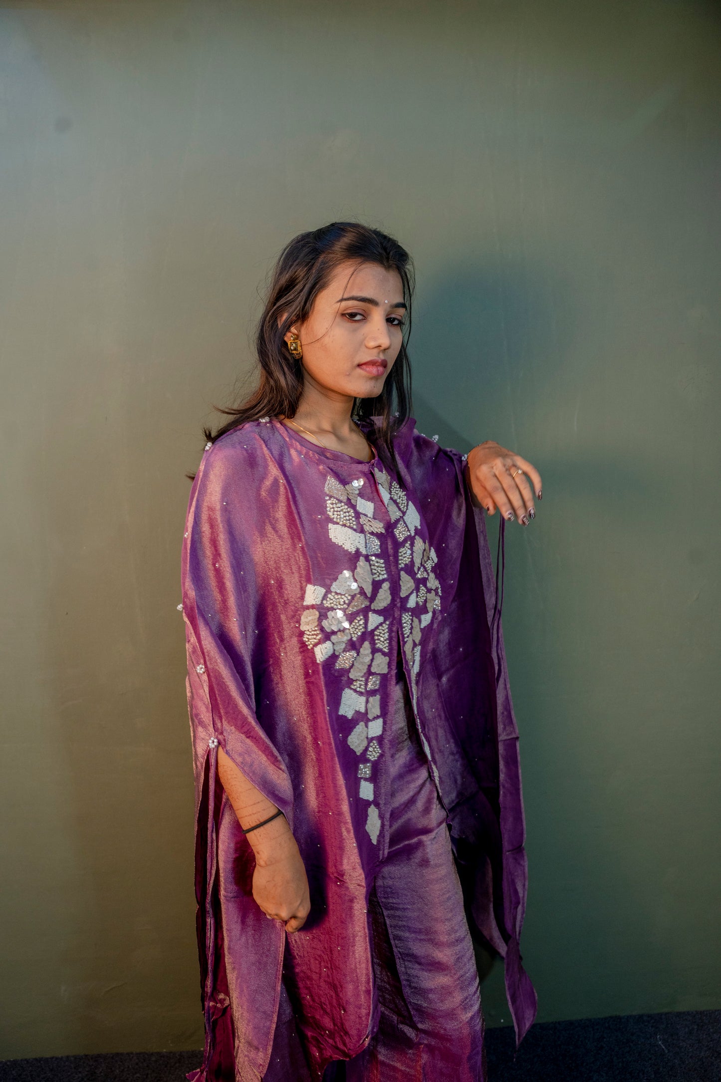 Onion Color Indo-Western 3-Piece Set