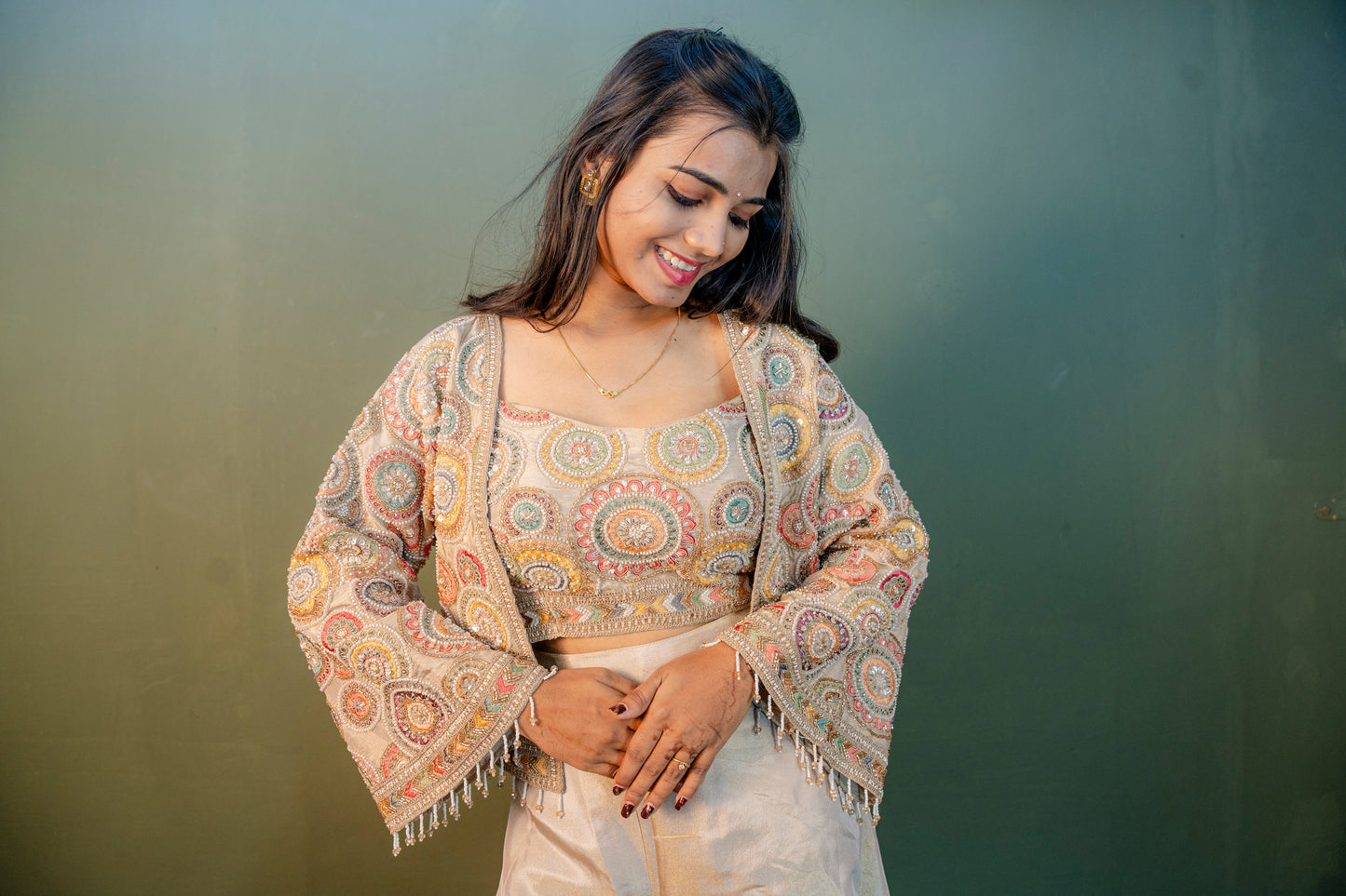 Cream Indo-Western 3-Piece Set