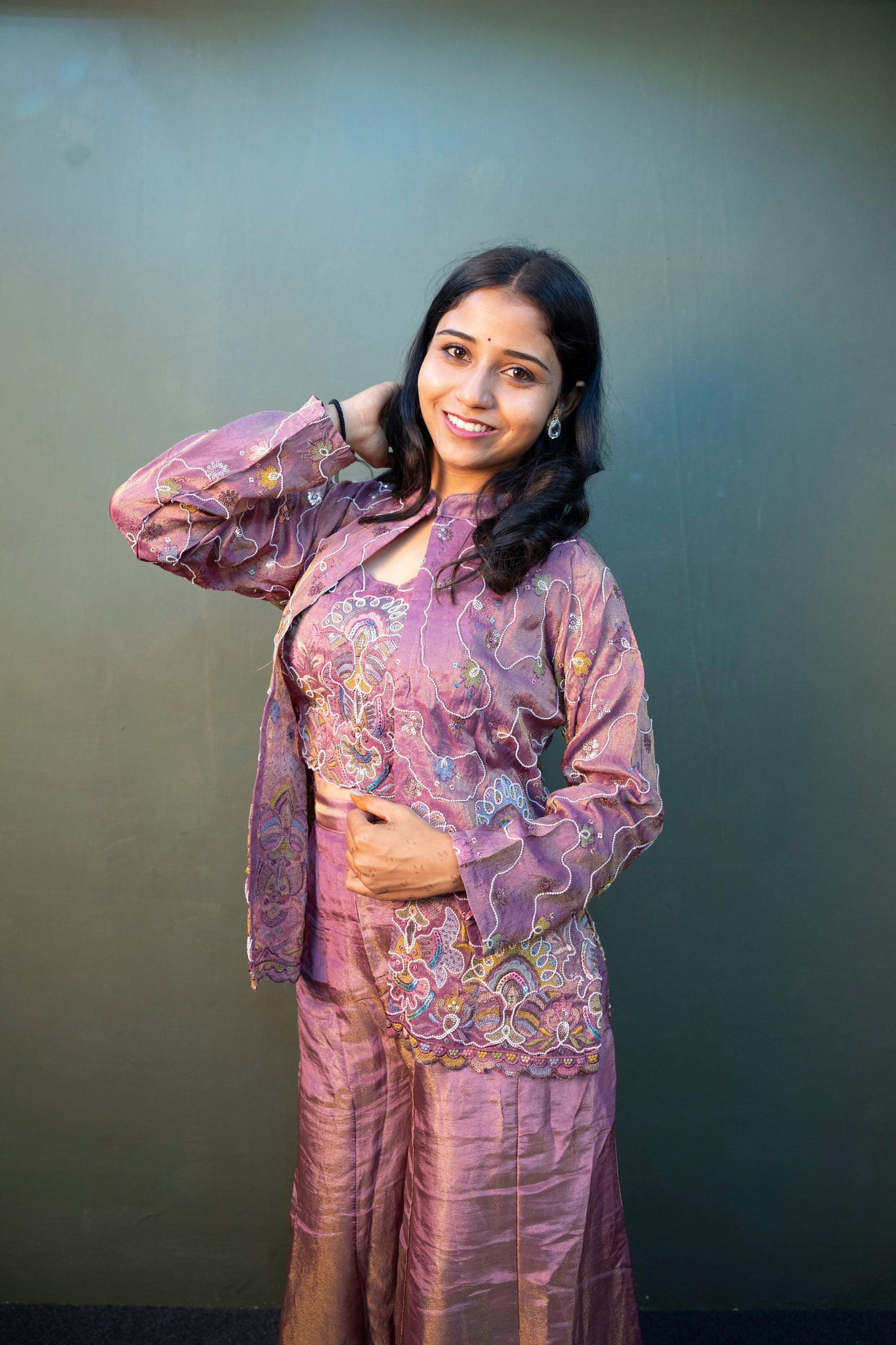 Onion Bloom Indo-Western 3-Piece Ensemble