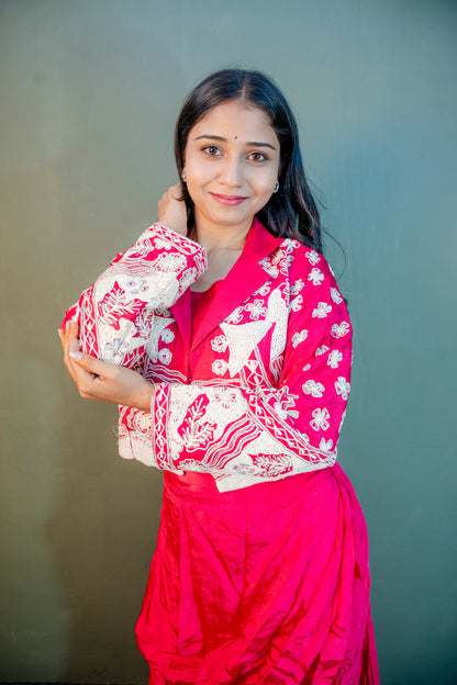 Rose Garnet Indo-Western 3-Piece Ensemble