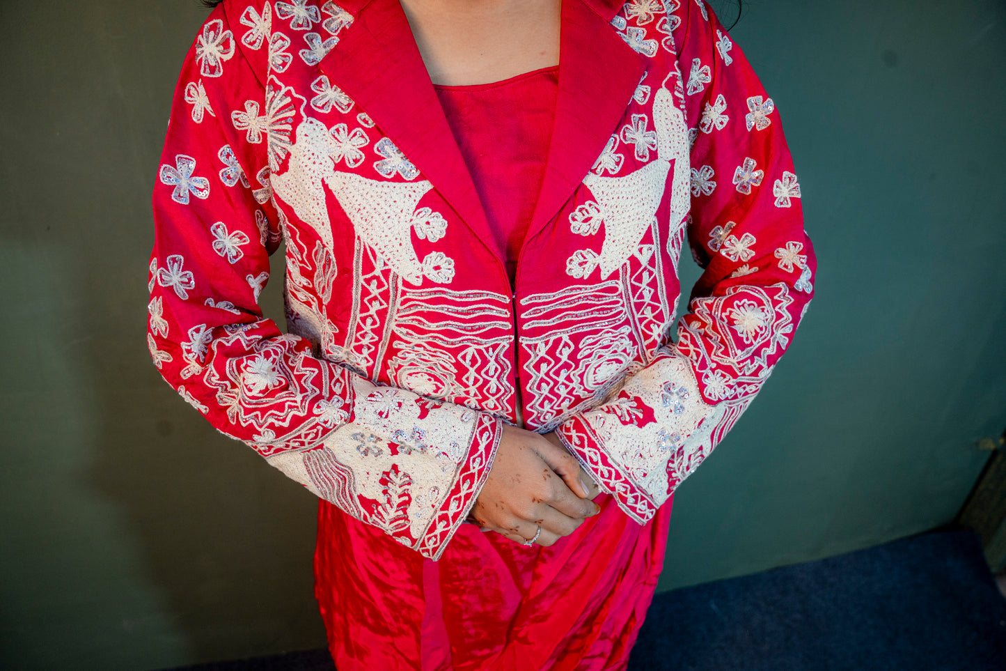 Rose Garnet Indo-Western 3-Piece Ensemble