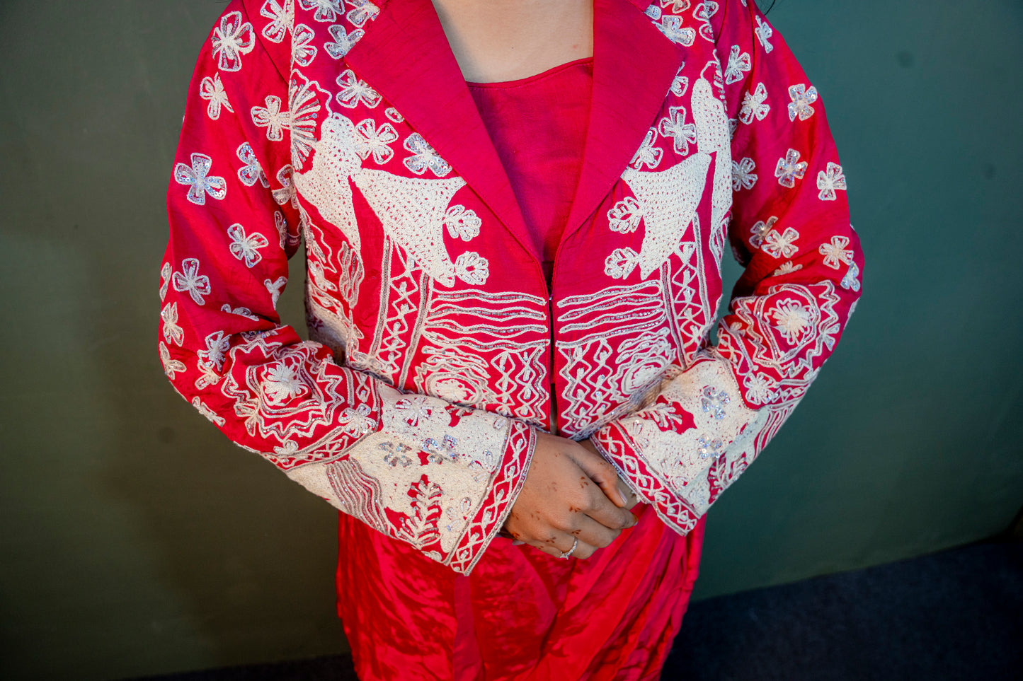 Rose Garnet Indo-Western 3-Piece Ensemble