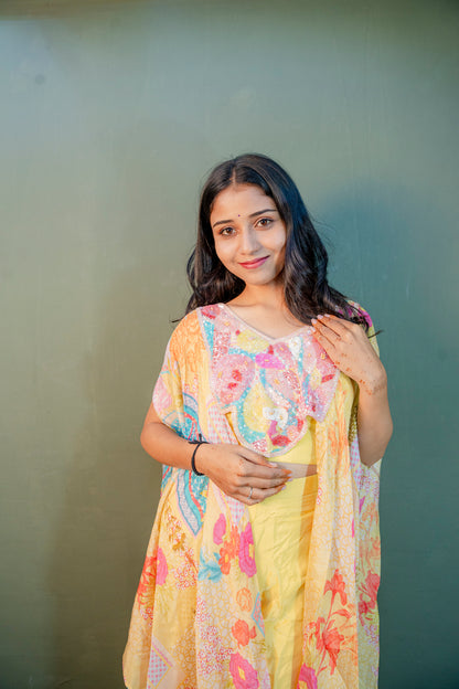 Sunlit Amber Indo-Western 3-Piece Ensemble