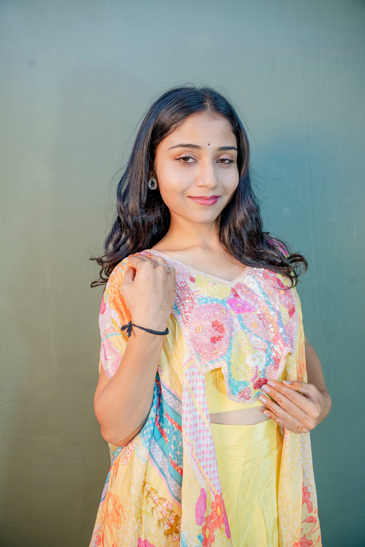 Sunlit Amber Indo-Western 3-Piece Ensemble