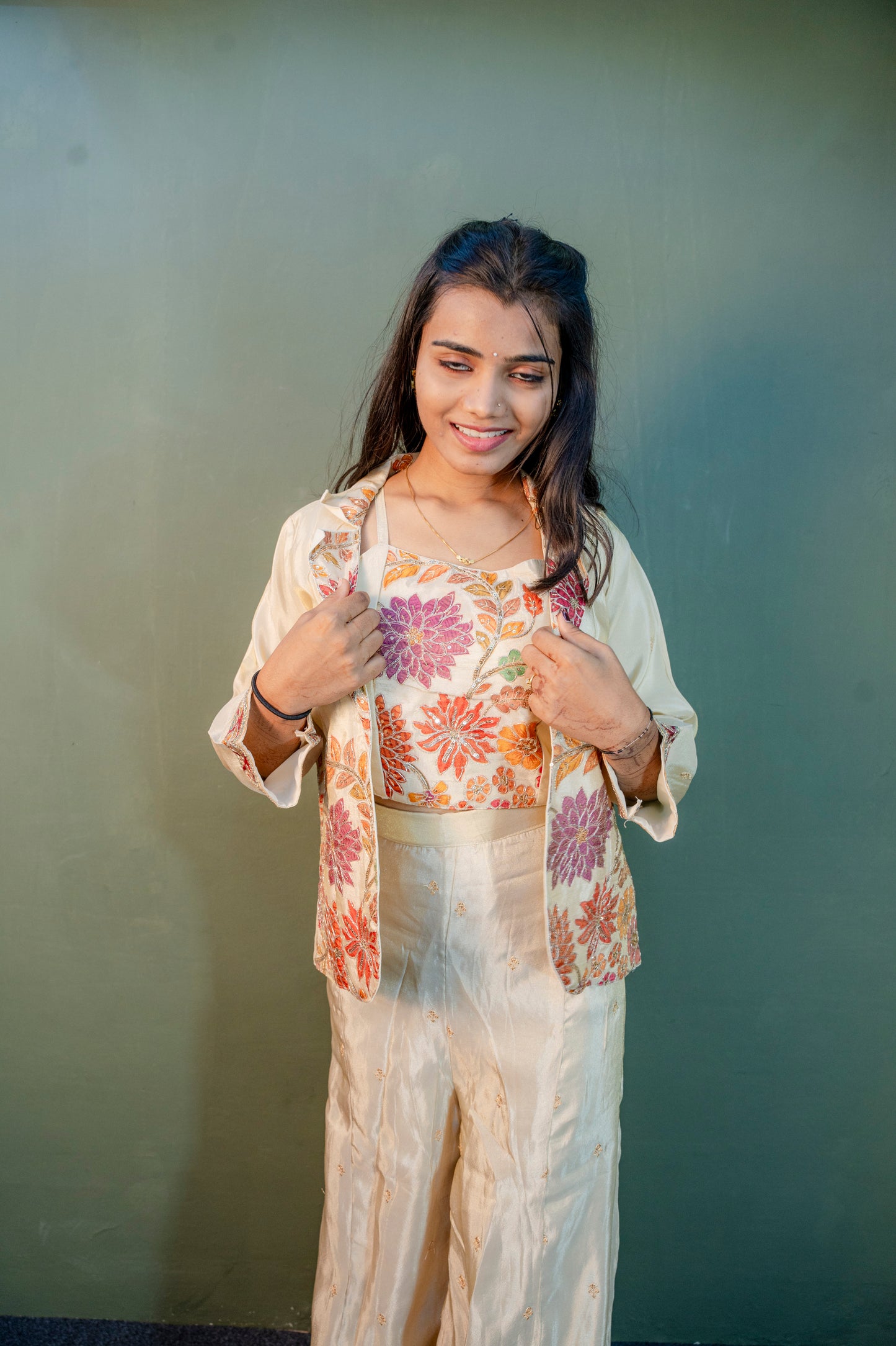 Ivory Glow Indo-Western 3-Piece Ensemble
