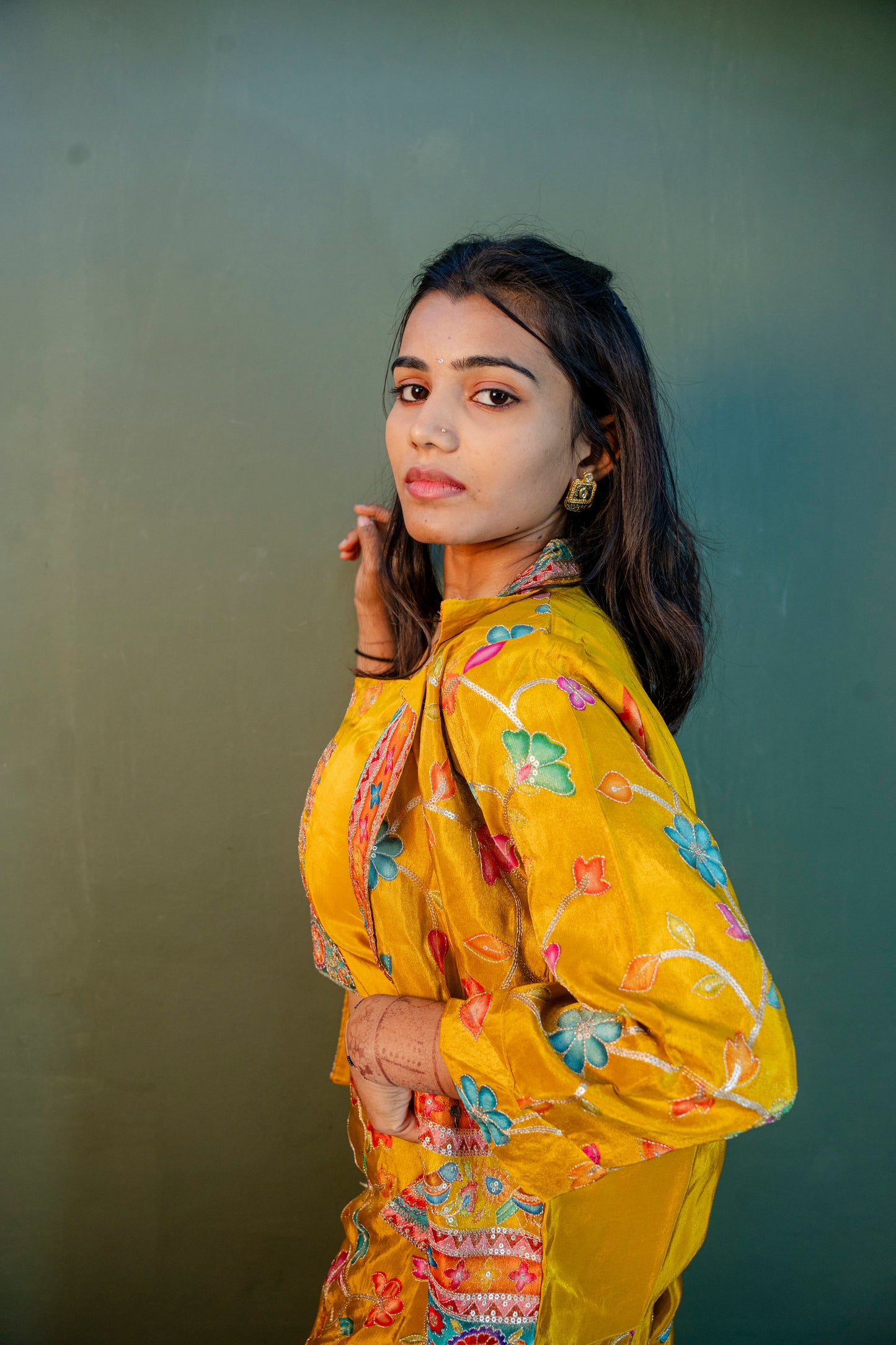 Golden Radiance Indo-Western 3-Piece Ensemble