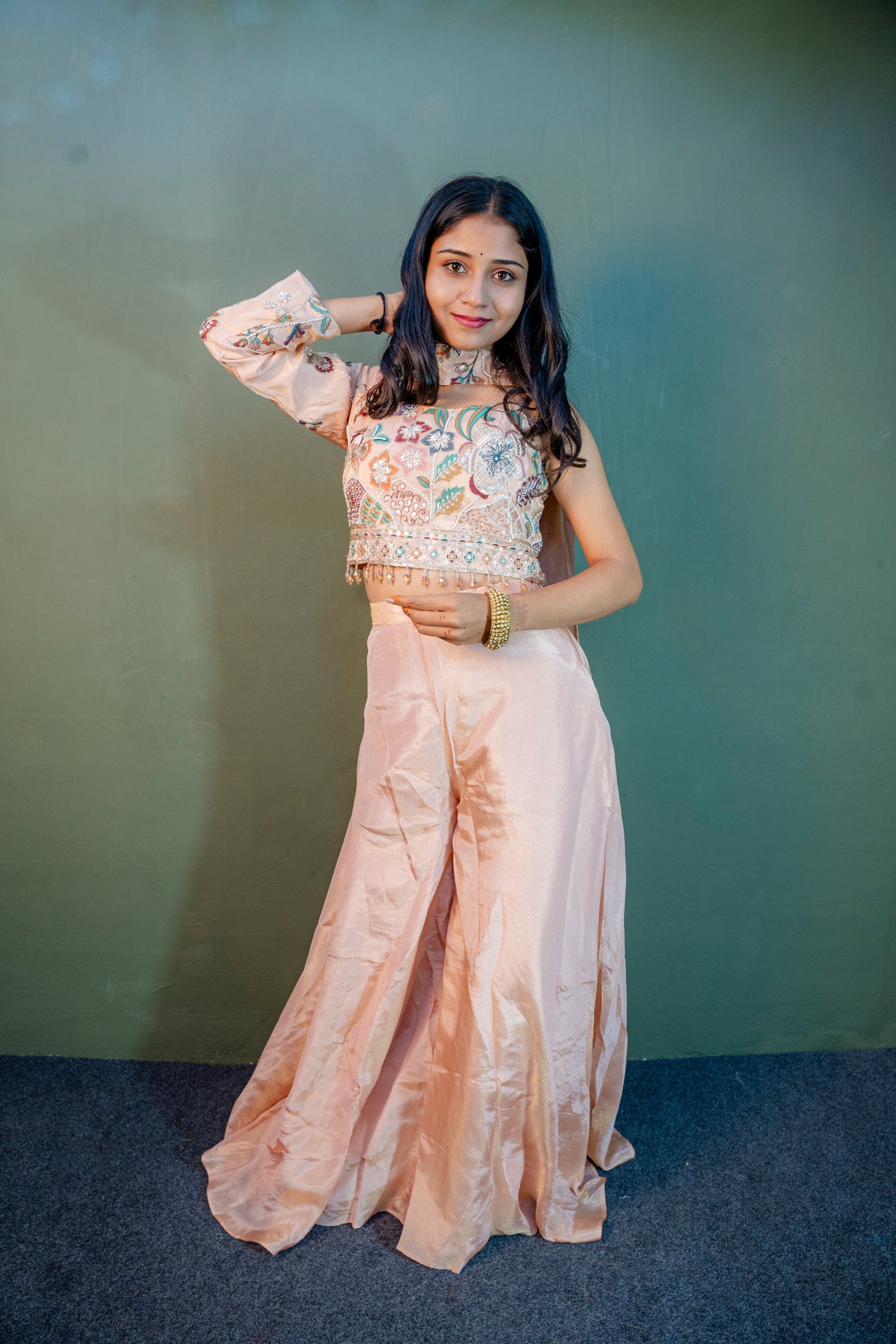 Blush Elegance Indo-Western 3-Piece Ensemble