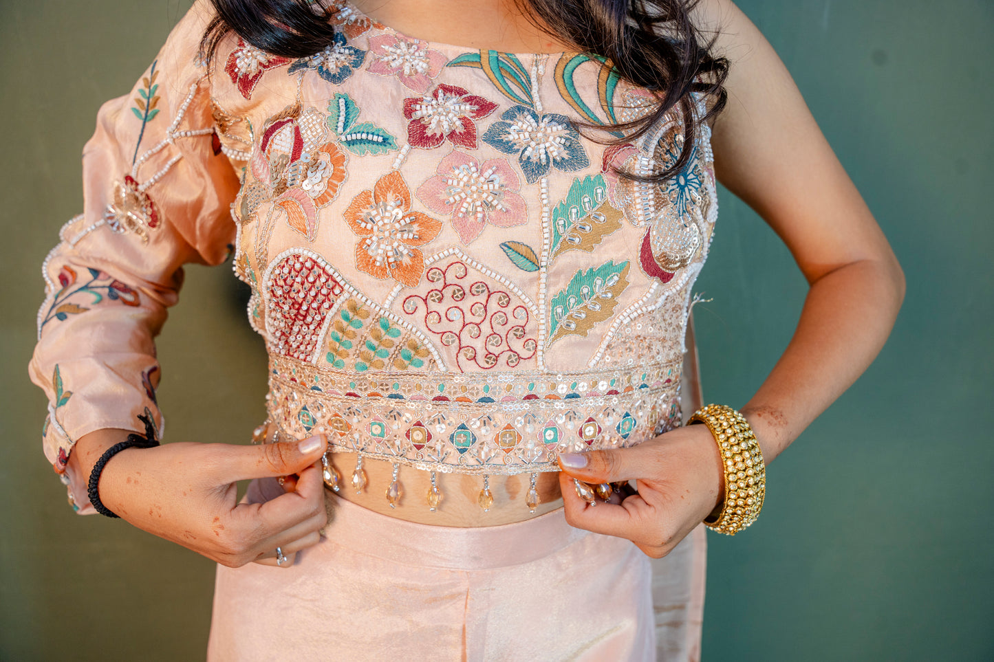 Blush Elegance Indo-Western 3-Piece Ensemble