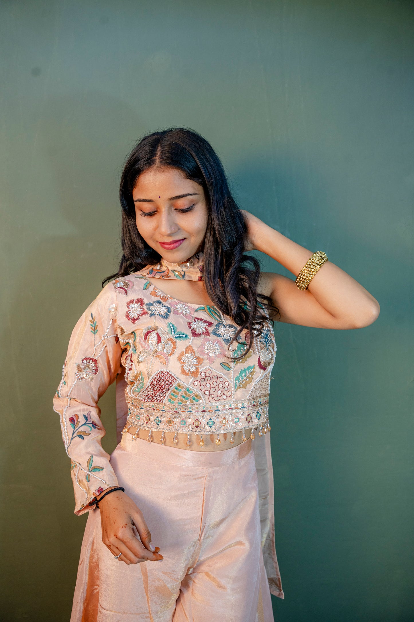 Blush Elegance Indo-Western 3-Piece Ensemble