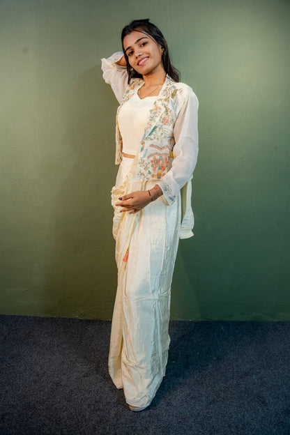 Pearl Mist Indo-Western 3-Piece Ensemble