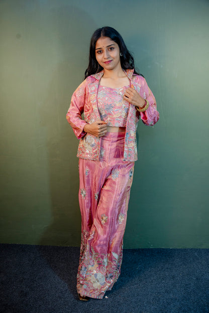 Soft Blush Elegance Indo-Western 3-Piece Set