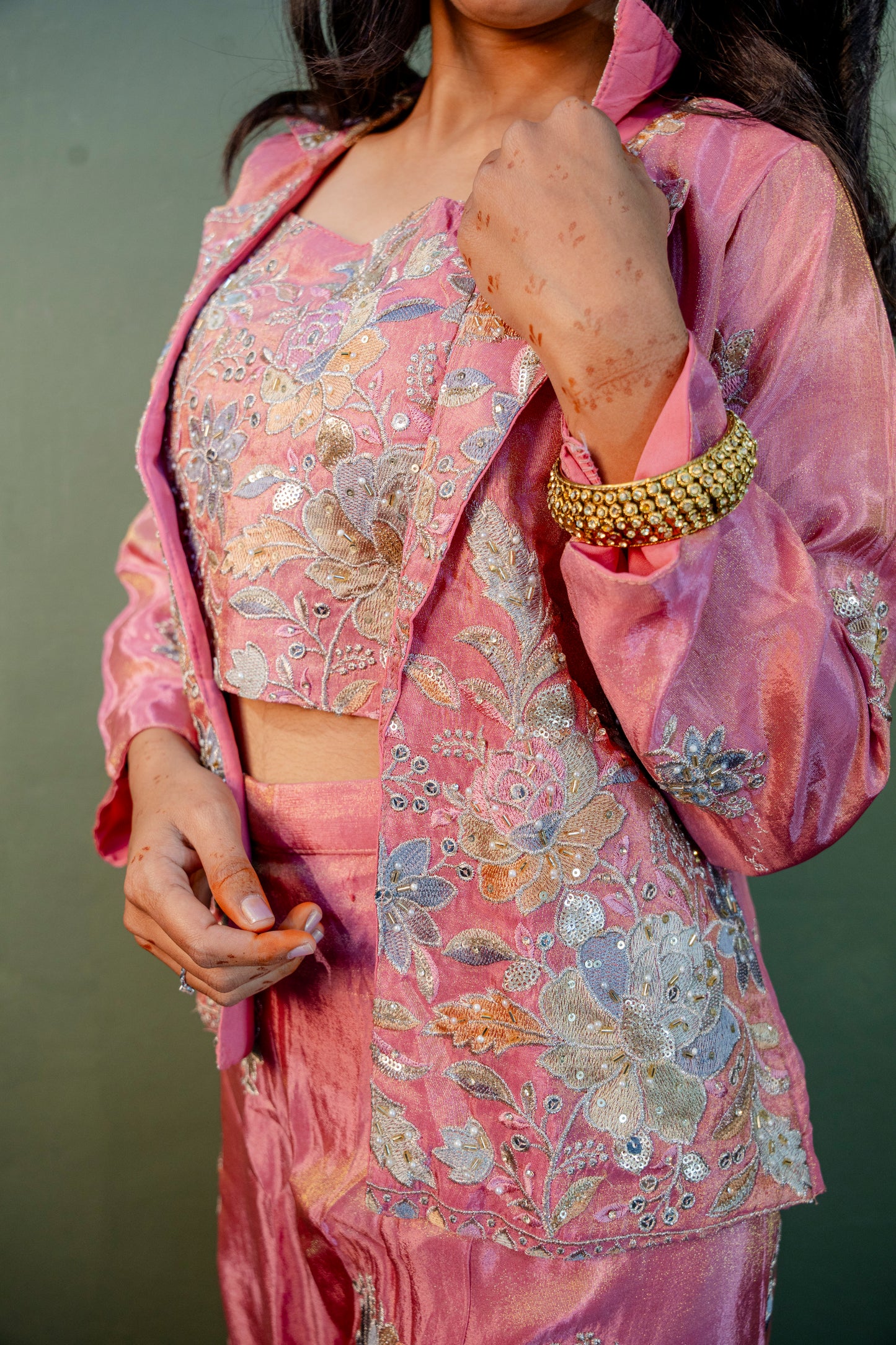 Soft Blush Elegance Indo-Western 3-Piece Set