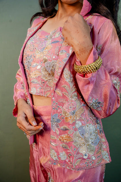 Soft Blush Elegance Indo-Western 3-Piece Set