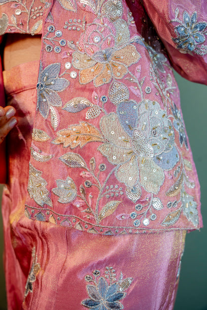 Soft Blush Elegance Indo-Western 3-Piece Set