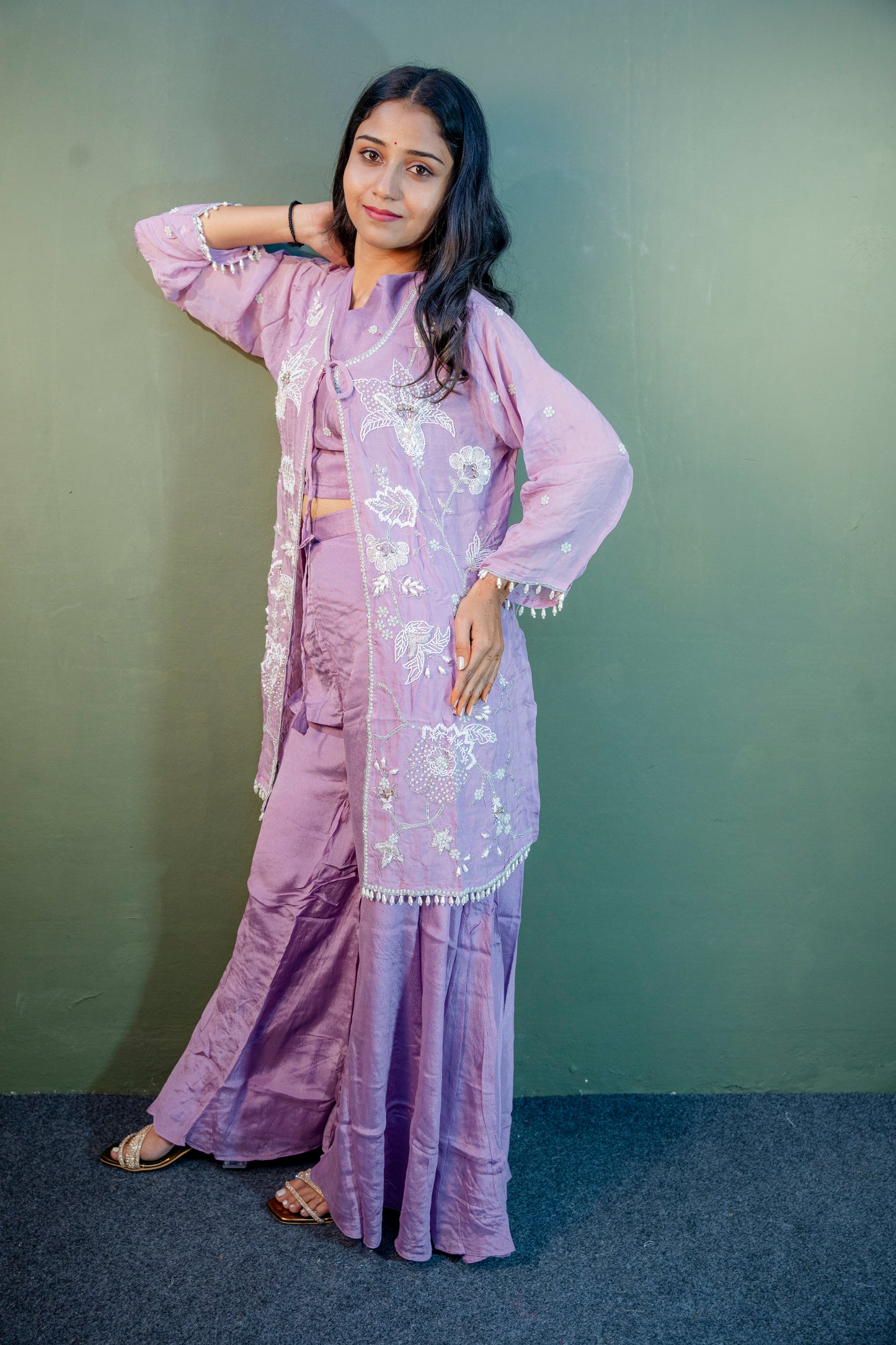 Lavender Mist Indo-Western 3-Piece Ensemble