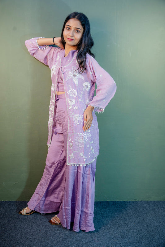 Lavender Mist Indo-Western 3-Piece Ensemble