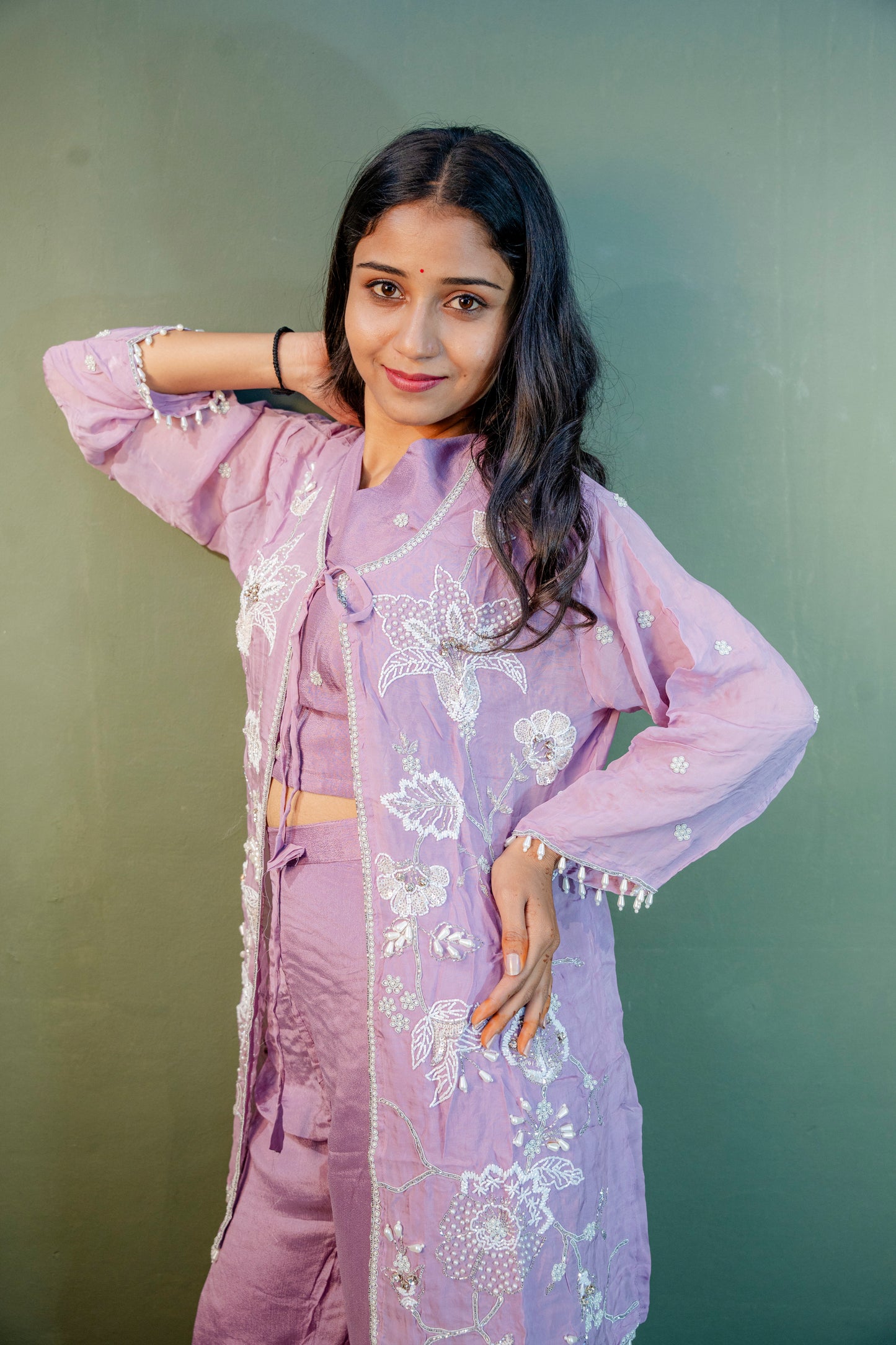 Lavender Mist Indo-Western 3-Piece Ensemble