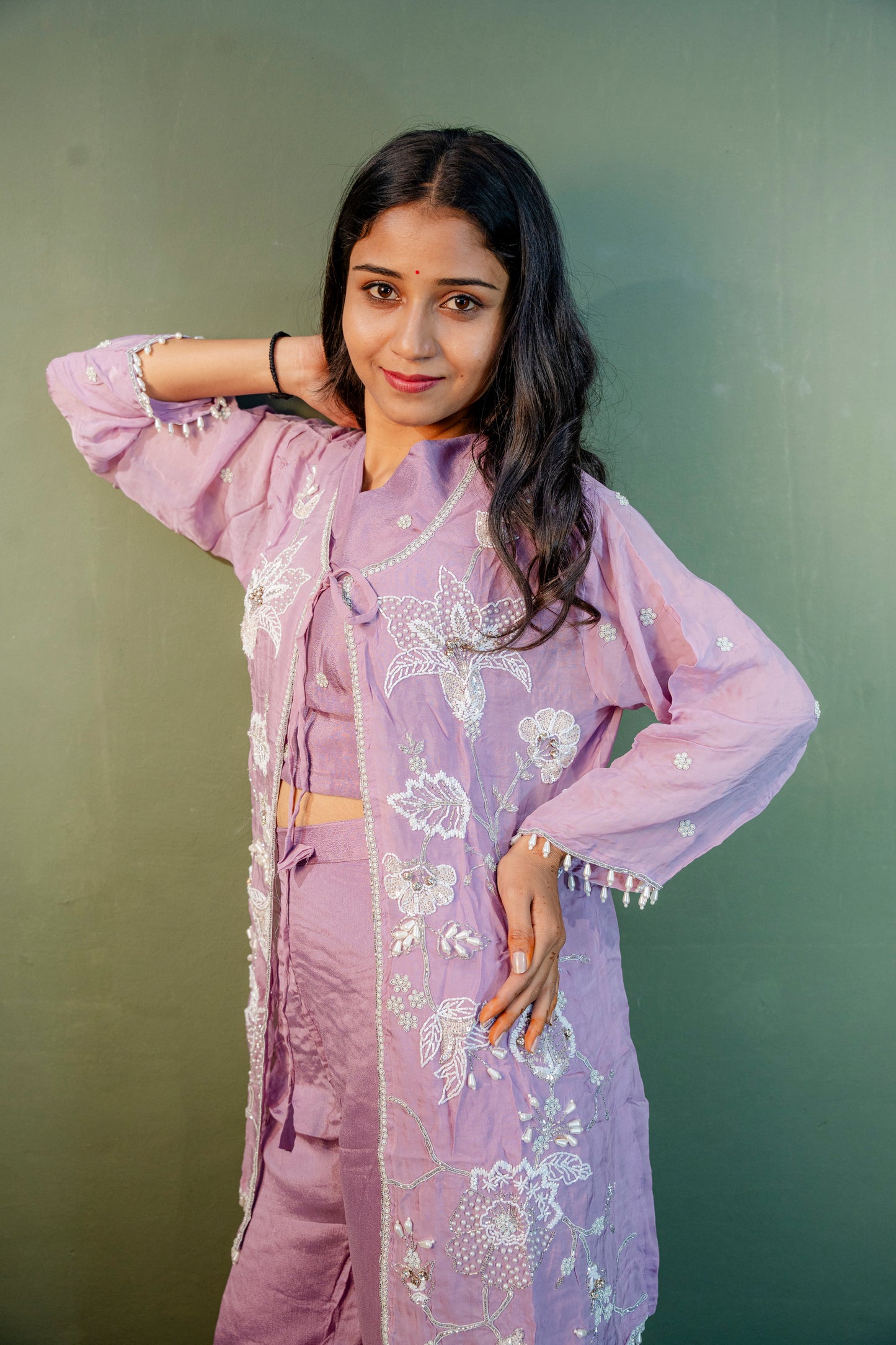 Lavender Mist Indo-Western 3-Piece Ensemble
