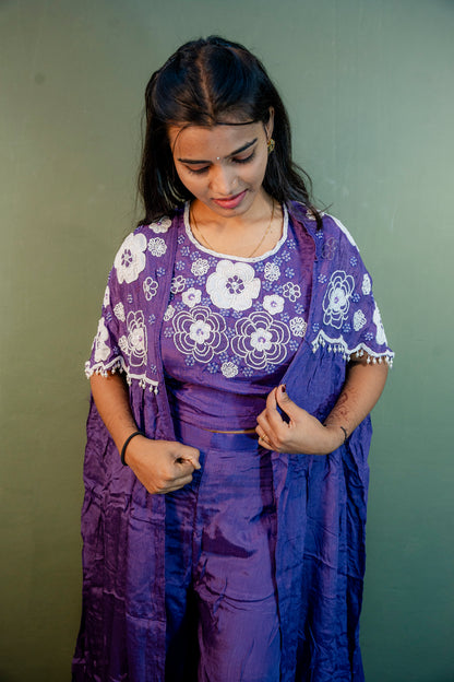 Royal Plum Indo-Western 3-Piece Ensemble