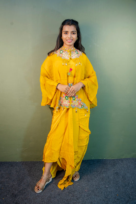 Suryakant Yellow Indo-Western 3-Piece Ensemble