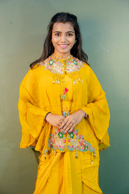 Suryakant Yellow Indo-Western 3-Piece Ensemble