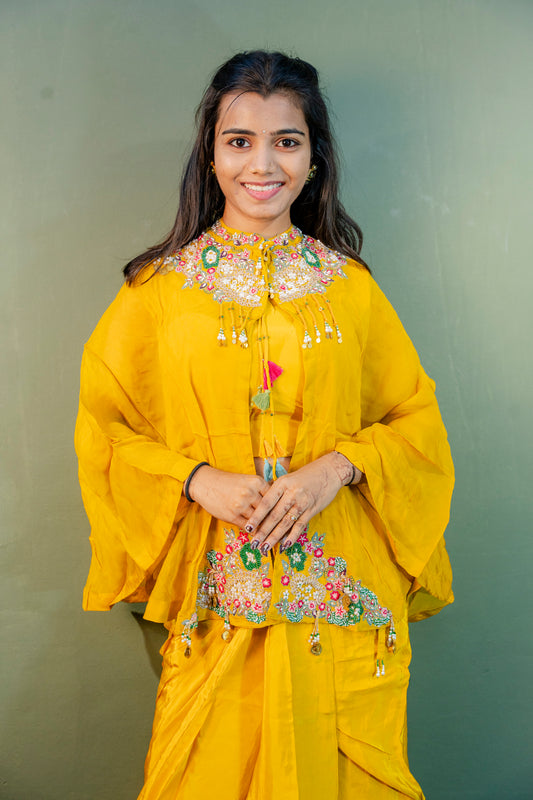 Suryakant Yellow Indo-Western 3-Piece Ensemble