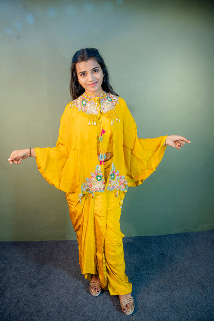 Suryakant Yellow Indo-Western 3-Piece Ensemble