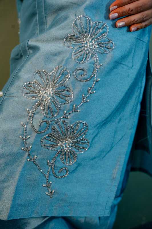 Sky Blue Indo-Western 2-Piece Set