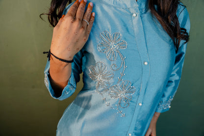 Sky Blue Indo-Western 2-Piece Set