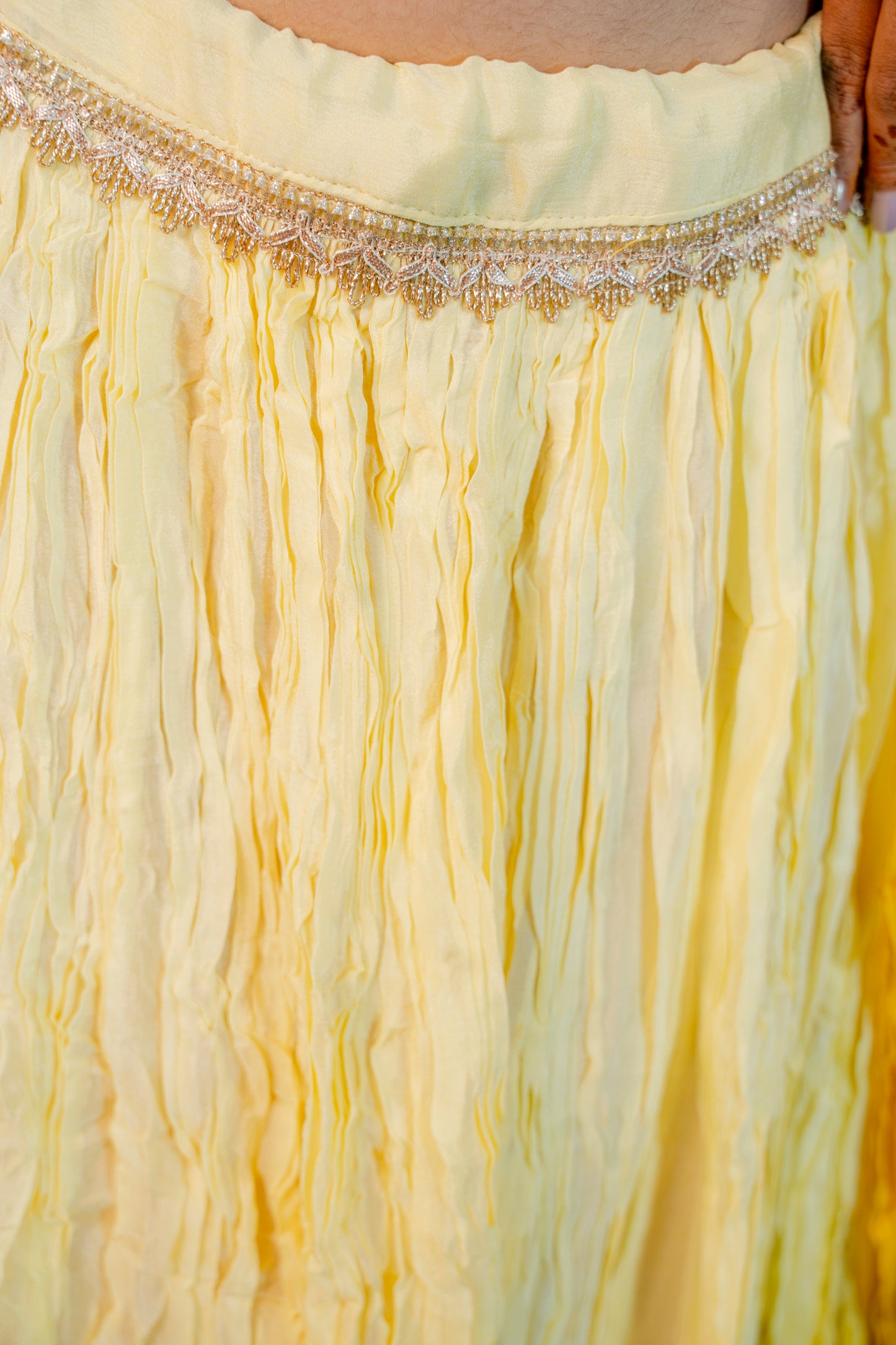 Golden Aura Yellow Piping & Stone Work Indo-Western 3-Piece Set