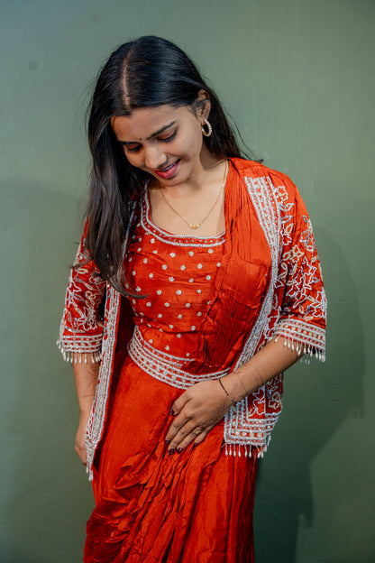 Amber Rust Indo-Western 3-Piece Ensemble