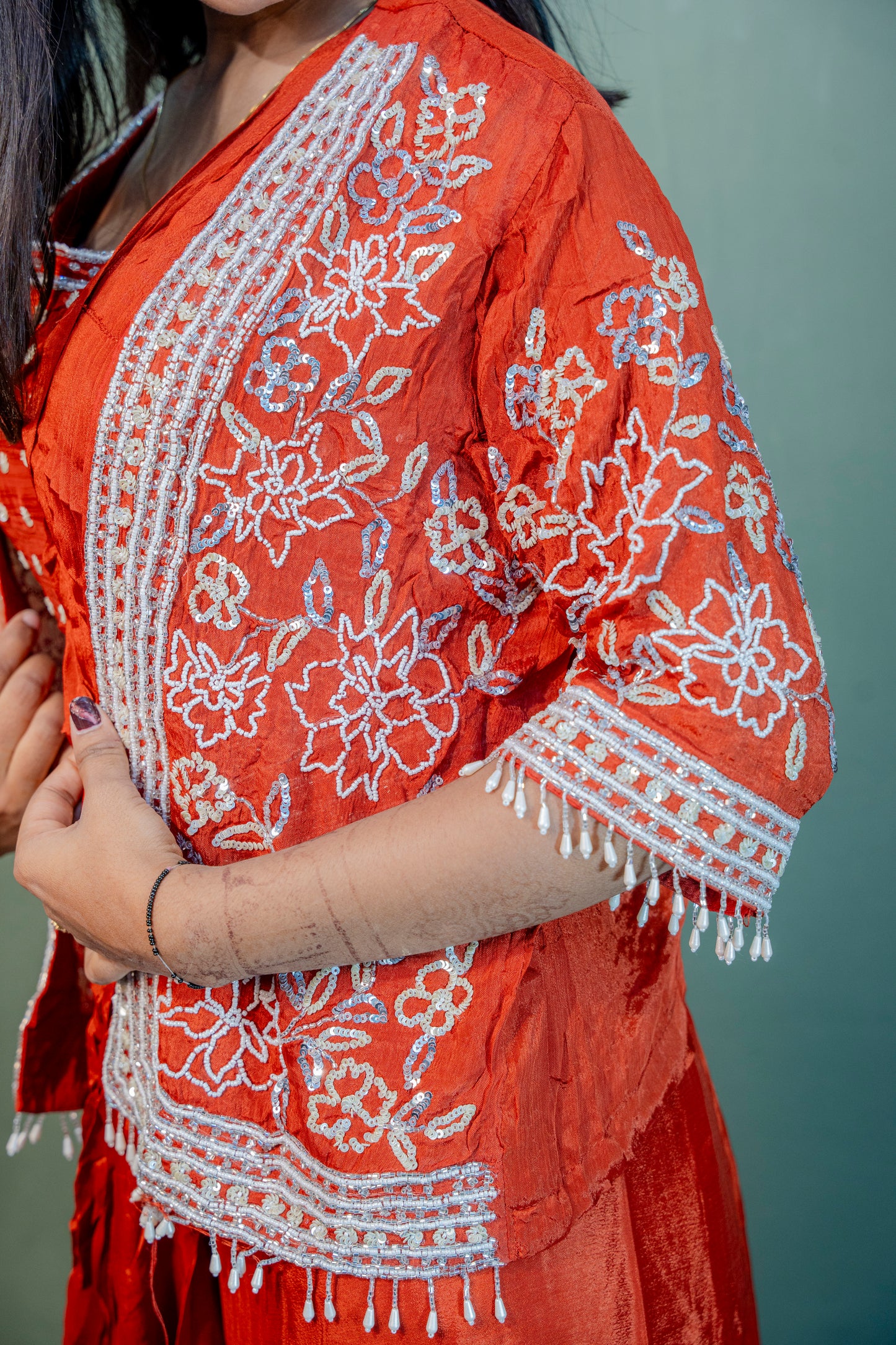 Amber Rust Indo-Western 3-Piece Ensemble