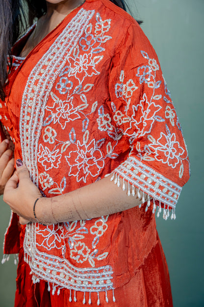 Amber Rust Indo-Western 3-Piece Ensemble