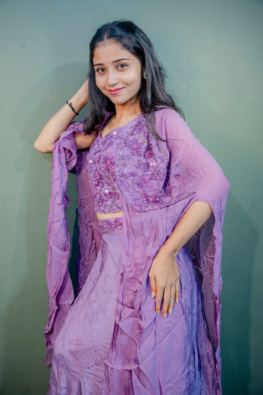 Twilight Lilac Indo-Western 3-Piece Ensemble