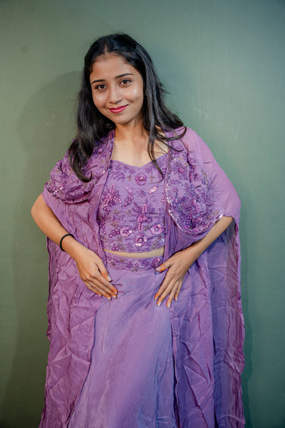 Twilight Lilac Indo-Western 3-Piece Ensemble