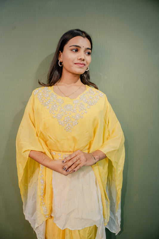 Radiant Yellow Piping Work Indo-Western 2-Piece Set