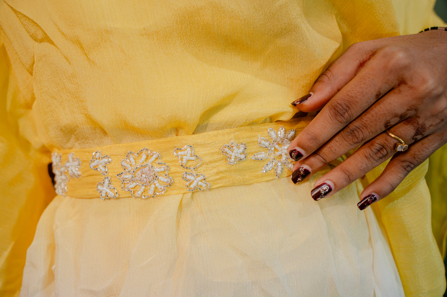 Radiant Yellow Piping Work Indo-Western 2-Piece Set