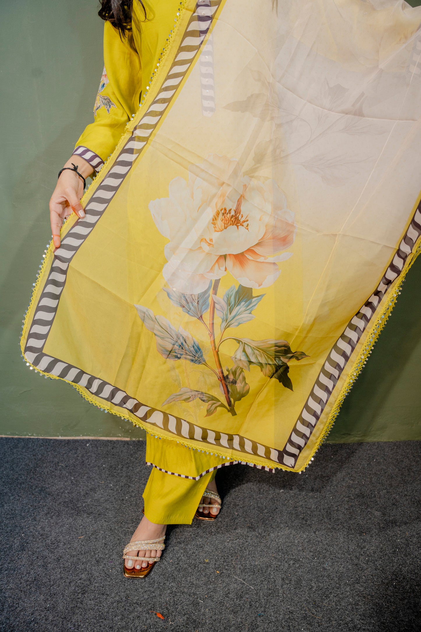 Lemon Yellow Roman Silk Dress