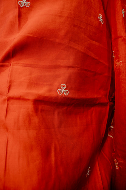 Rust Orange Roman Silk Dress