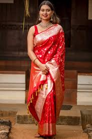 Banarasi Silk Saree – Red & Gold